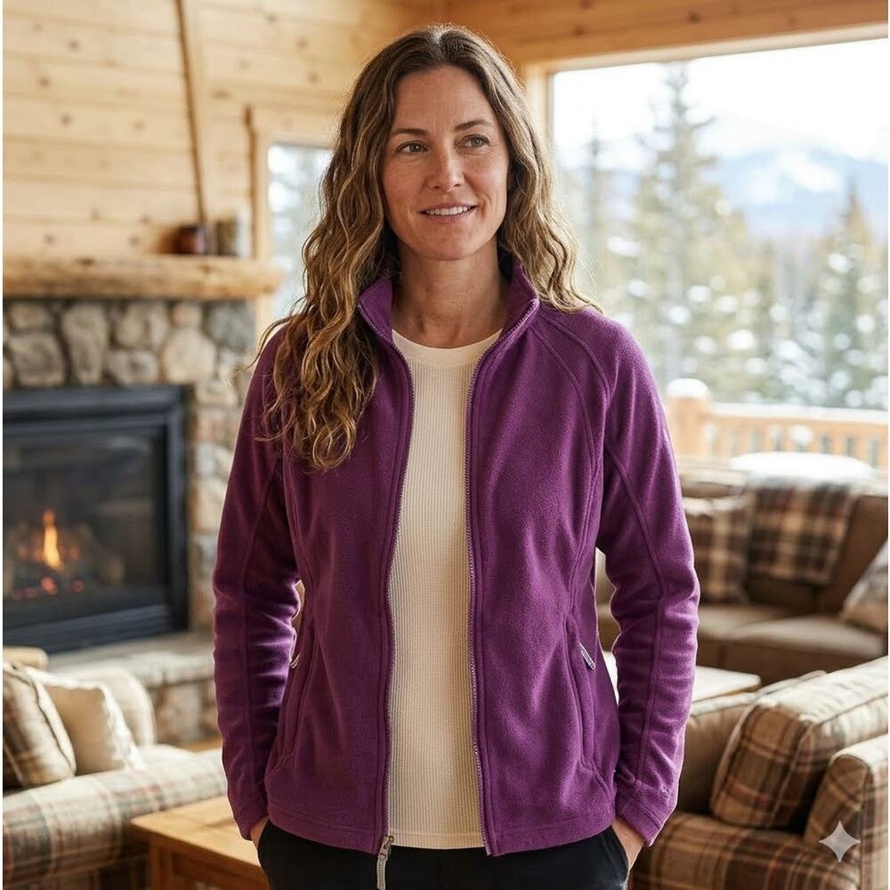 REI Girls Purple Fleece Full Zip XL 18 Jacket Outdoor Hiking Athletic EUC